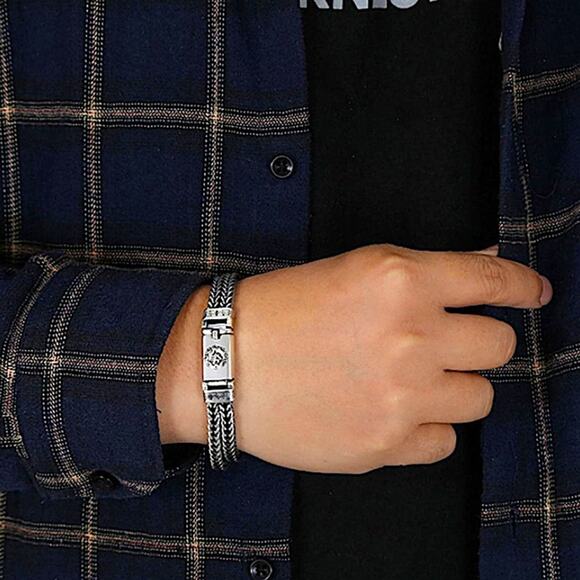 Stainless Steel Chain Link Bracelet, Mantra, Curb Hand Woven Fashion Jewelry - Picture 12 of 12